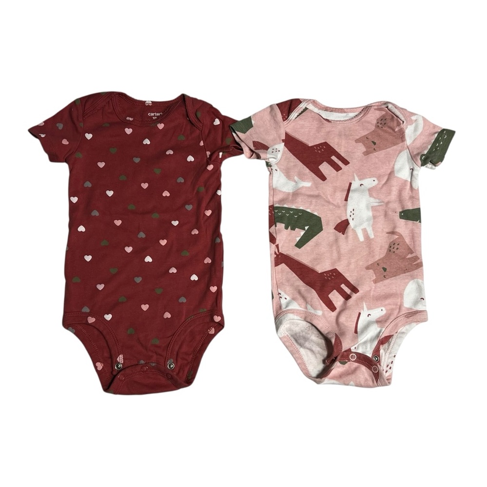 Carter's Red and pink dinosaur print Baby Bodysuit 18 month